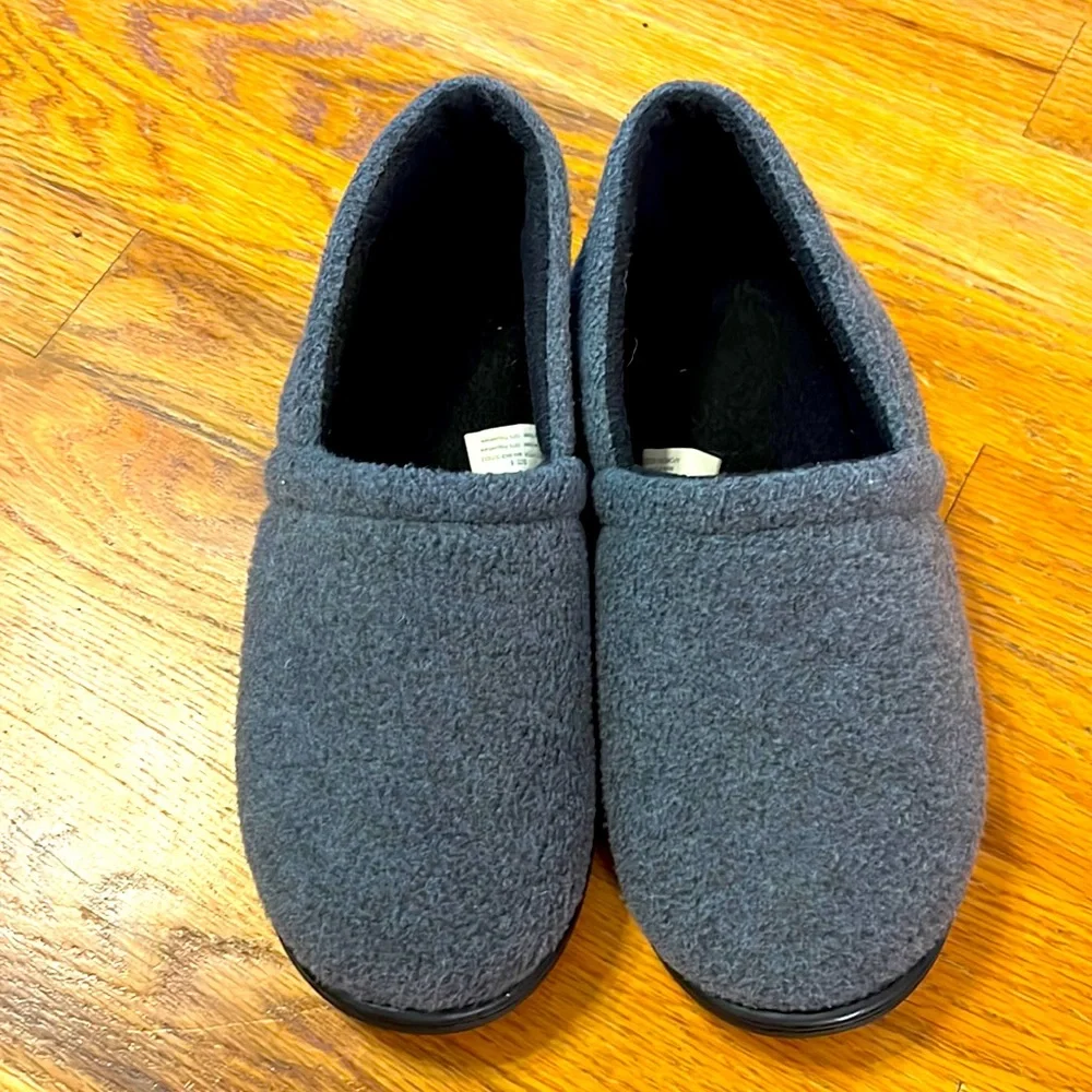 Boys Grey Fleece Slippers